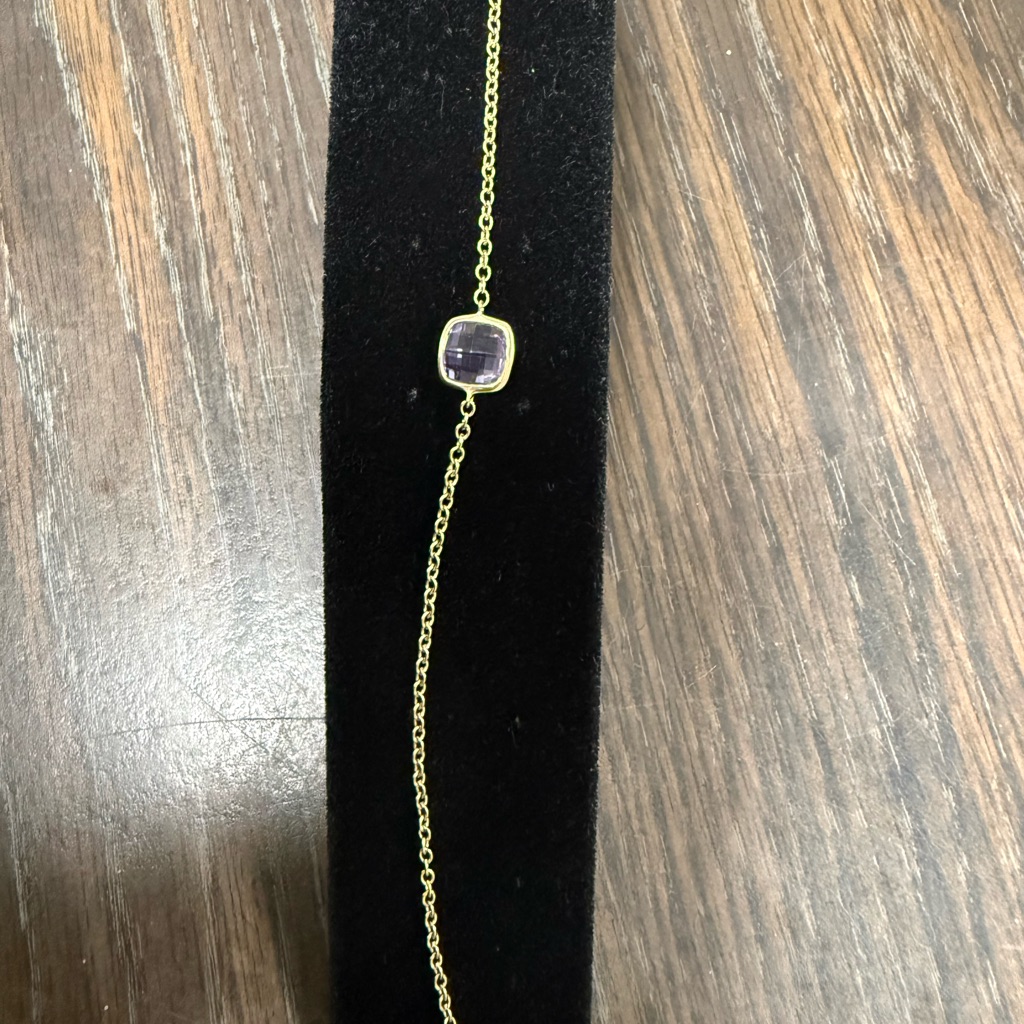 Purple Amethyst And 9ct Yellow Gold Bracelet